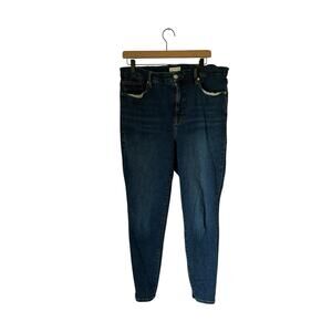 Good American Good Leg Skinny Mid Rise Jeans Dark Wash‎ Stretch Women US 15